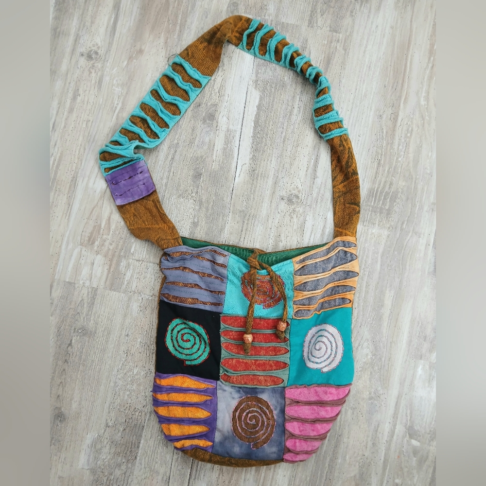 Boho Patchwork Sling Bag India Cotton Hippie Hobo Crossbody Festival Bag